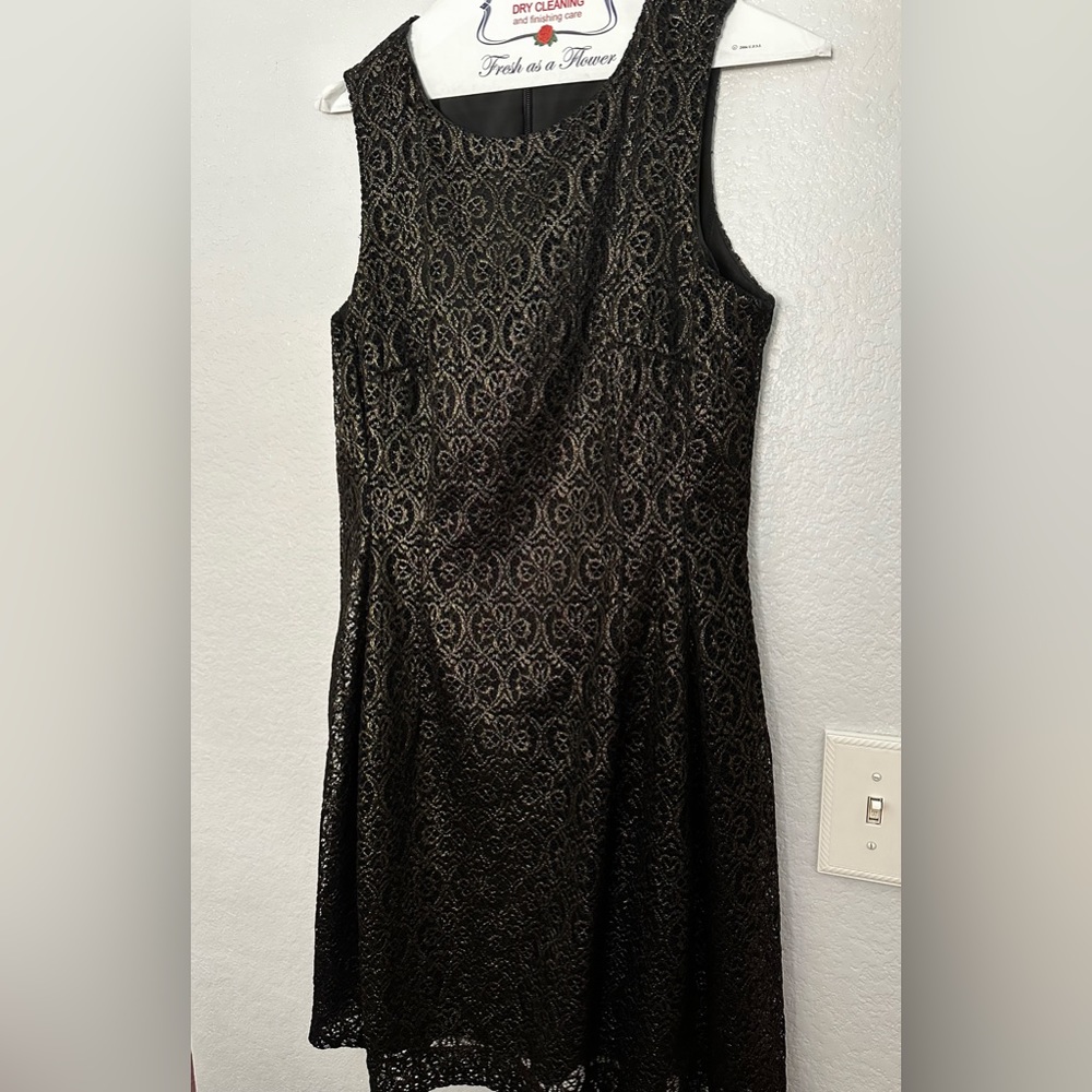 EVA MENDES Black & Gold A-line Dress